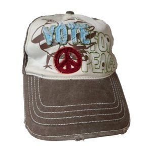 VOTE FOR PEACE Womens Brown Distressed Hat Cap
